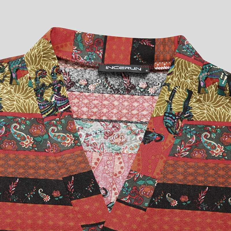 2021 Summer Men Printed Pajamas Sets Loose Short Sleeve V Neck Tops Leisure Shorts Cotton Sleepwear Kimono Unisex Suits S-5XL