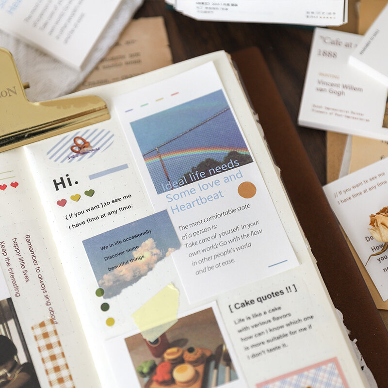 50個のメモ帳は決して忘れないかシリーズレトロアートシンプルなDIYハンドブック素材背景メッセージメモメモ用紙文房具