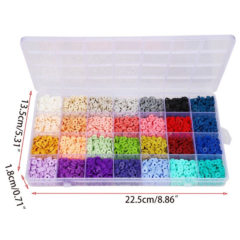 Mixed-Colour Polymer Clay 6mm Beads with Plastic Grids Box Children DIY Toys L41B