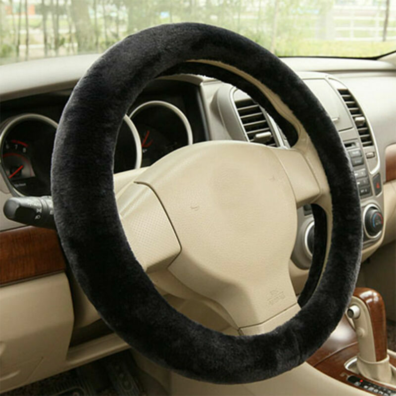 Couverture de volant de voiture en peluche douce et chaude, couvre-volant, accessoires de style d'intérieur, hiver