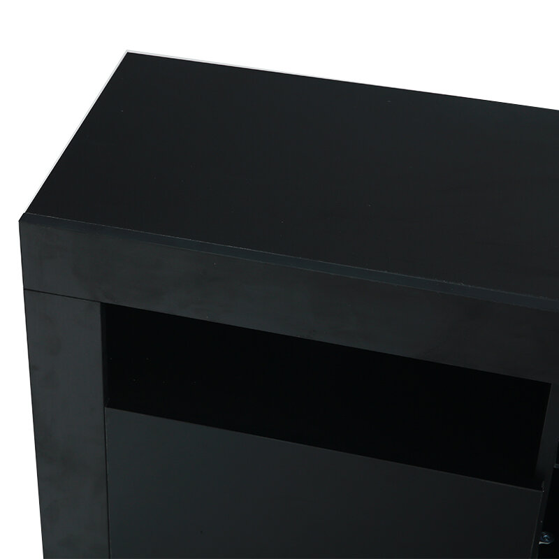 【USA READY STOCK】145 Modern 57" TV Stand Matte Body High Gloss Fronts with 16 Color LEDs Black