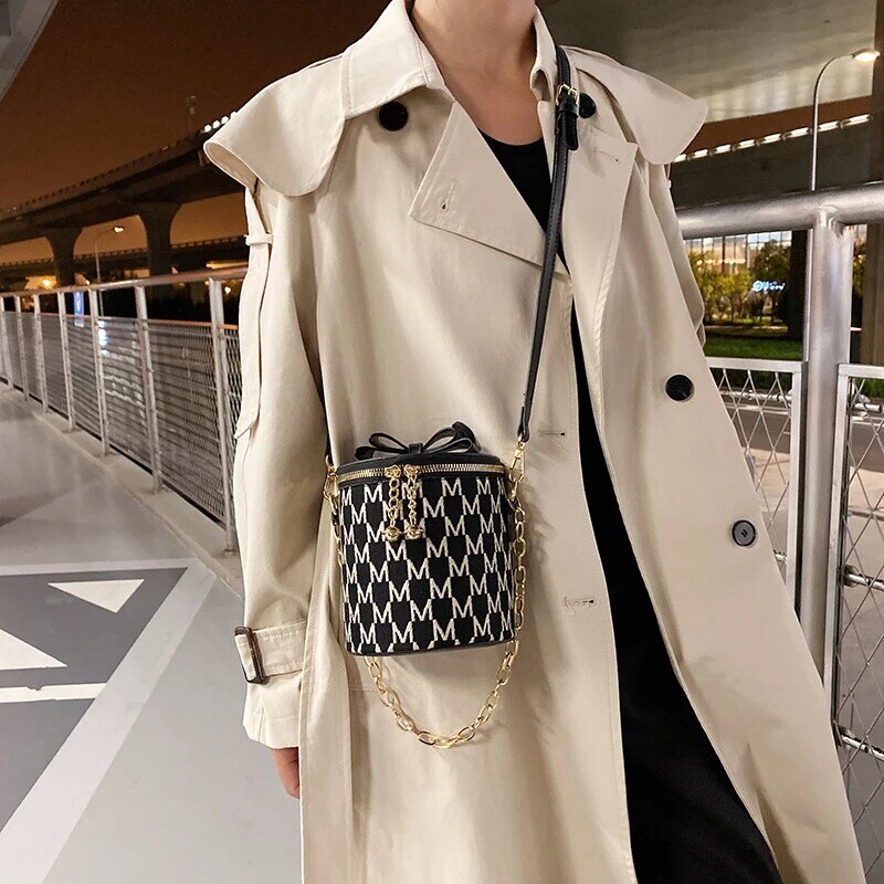 Luksusowy projektant torebka damska skóra 2021 nadruk w litery kobieca torba na ramię wiadro Party Vintage marka Trend torba