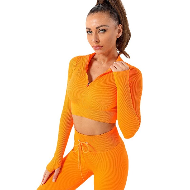 5pcs/sets Women Sportswear Ribbed Yoga Set Gym Active Clothing High Waist Tummy Control Running Fitness Leggings Sports Suits