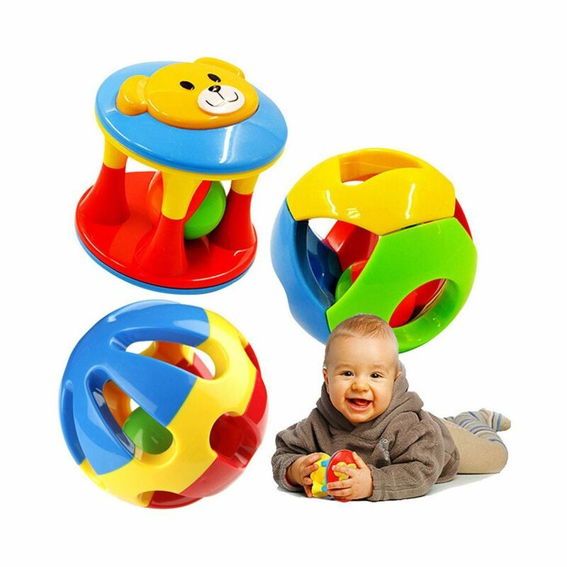 Pelota de juguete colorida para bebé, sonajeros de plástico, sonajero para mano, Juguetes educativos de Aprendizaje Temprano