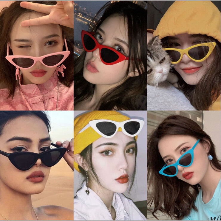 Gafas de sol de Cateye para mujer, lentes de sol de moda de alta calidad, de lujo, pequeñas, 20 colores