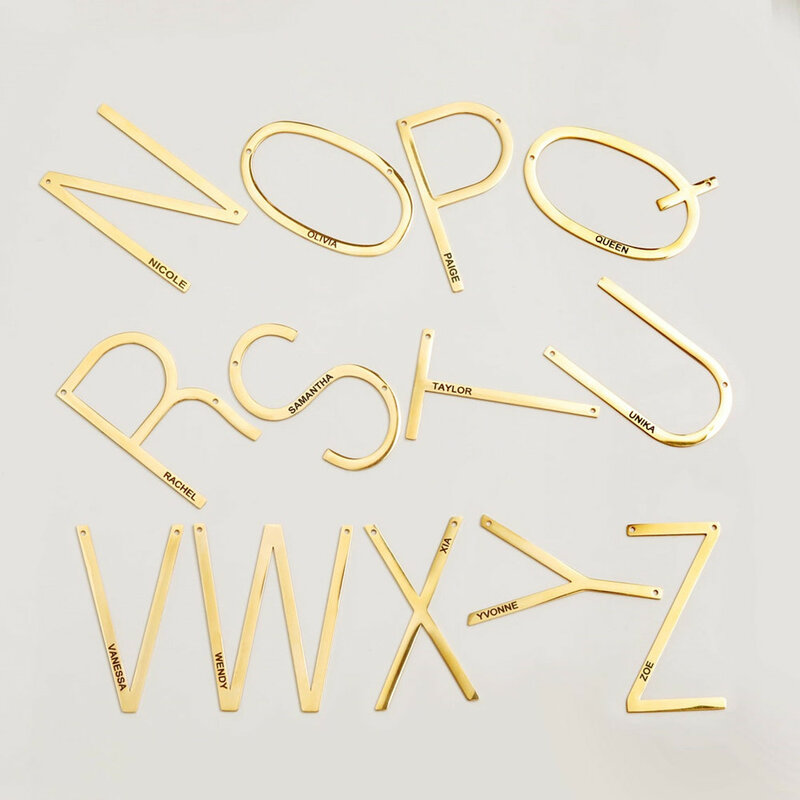 Nome personalizado feminino colar carta A-Z pingente de aço inoxidável personalizado laser gravado texto para feminino colar jóias presente