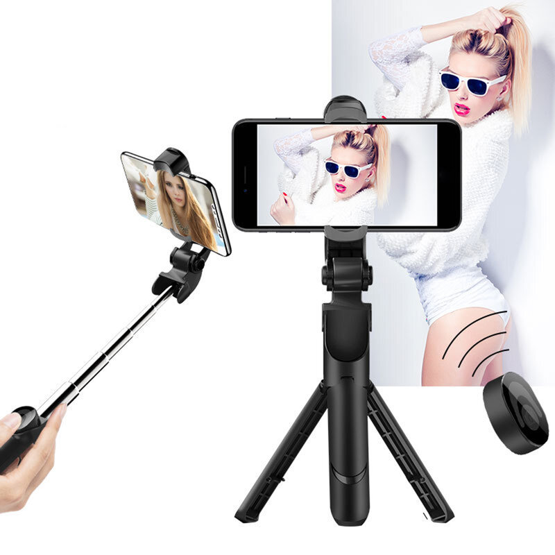 Selfie vara telefone tripé telescópico monopé com bluetooth remoto 3 em 1 tripé de telefone para smartphone selfie vara