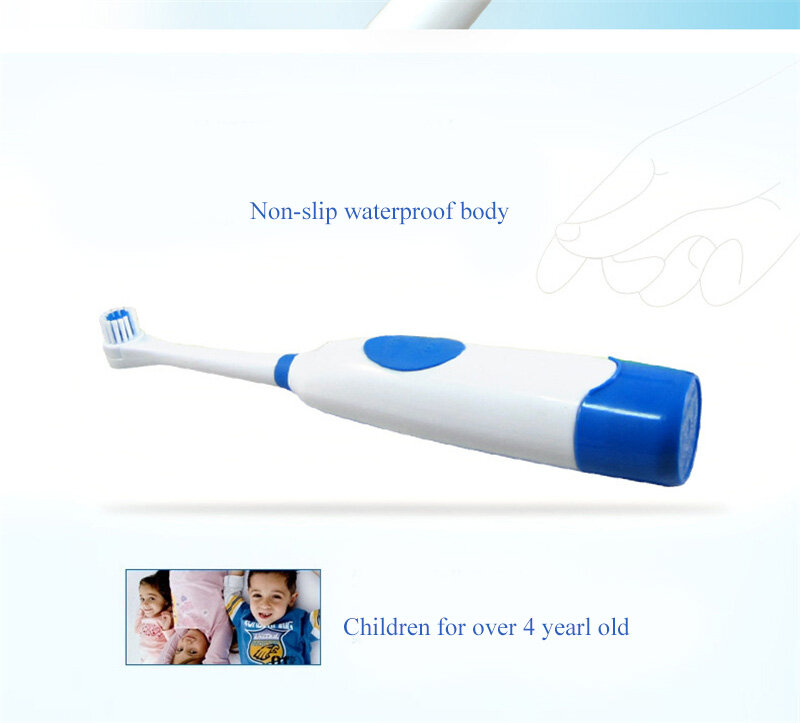 Conjunto de escova de dentes elétrica de 2 cabeças, higiene oral, não recarregável, crianças, 1 conjunto