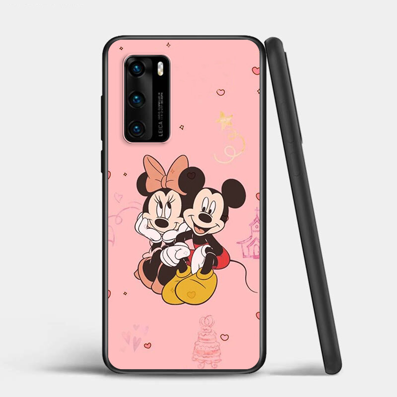 Per Huawei P Smart 2021 2020 Z S Plus Mate 40 RS 30 20 10 Pro Lite 2019 2018 custodia per telefono nera rosa Minnie Cartoon