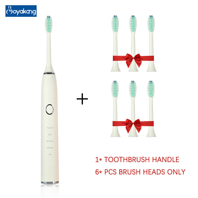 Boyakang sonic escova de dentes elétrica 5 modos memória inteligente ipx7 à prova dwaterproof água cerdas dupont carregamento usb
