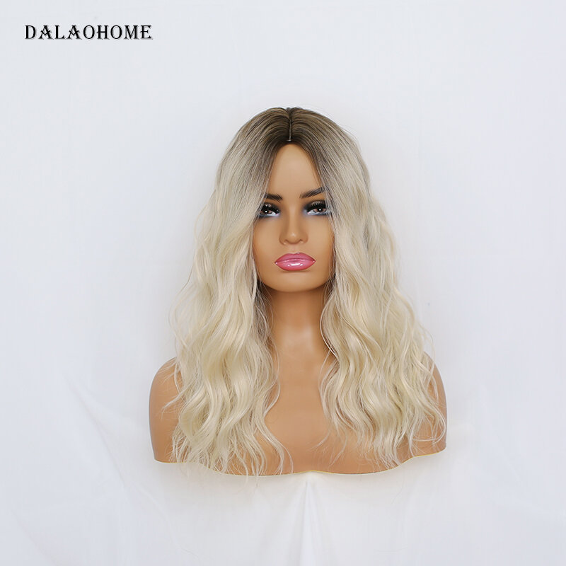 Dalaohome-合成かつら,ロリータヘア,女性用,自然な長い波状のブロンドの髪,滑らかな,耐熱性
