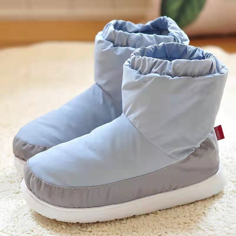 Sapatos masculinos de inverno sapatos femininos quentes de alta gangue saco de salto de algodão chinelo à prova dwaterproof água casa casal sapatos de sola macia