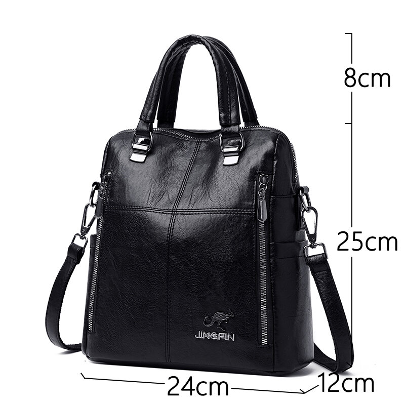 3-in-1 Women Backpacks Vintage Female Shoulder Bags Soft Leather Backpack Ladies Travel Back Pack Luxury Bags for Girls Mochila