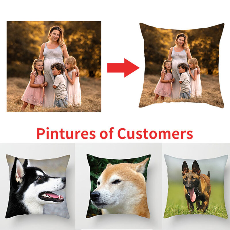 غطاء وسادة مخصص ، غطاء وسادة من الكتان مع صور حيوانات أليفة وشخصية