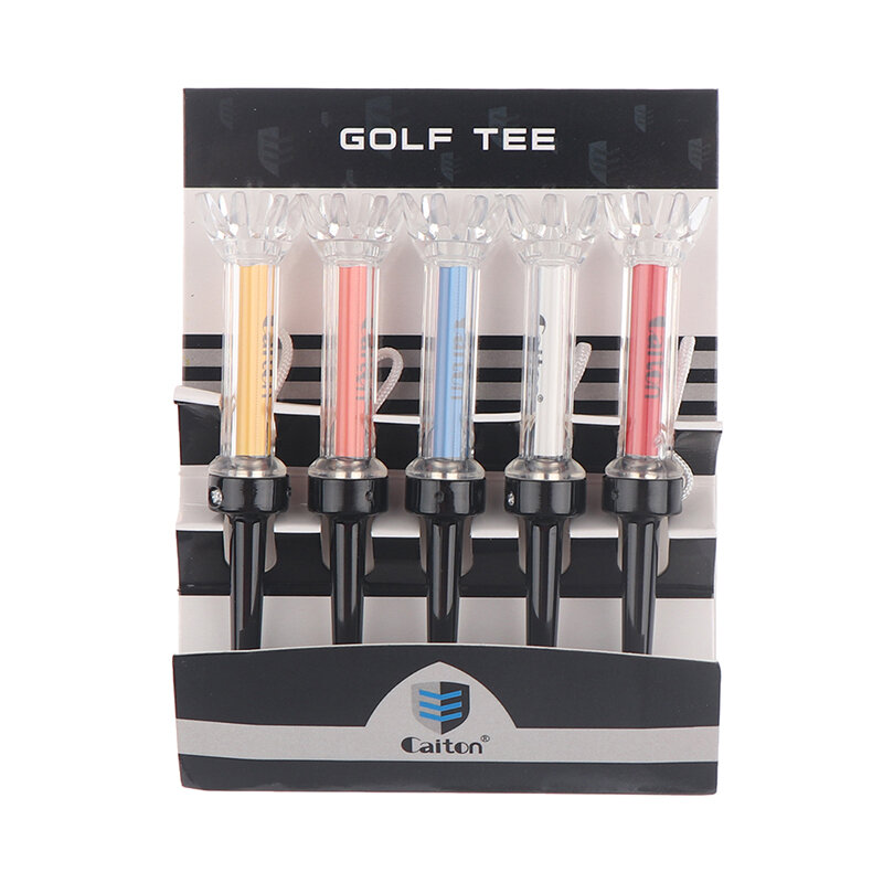 5 pz/set golf Tees con confezione originale in plastica Step Down Golf Ball tee Holder Ret locale 90mm formazione pratica tees