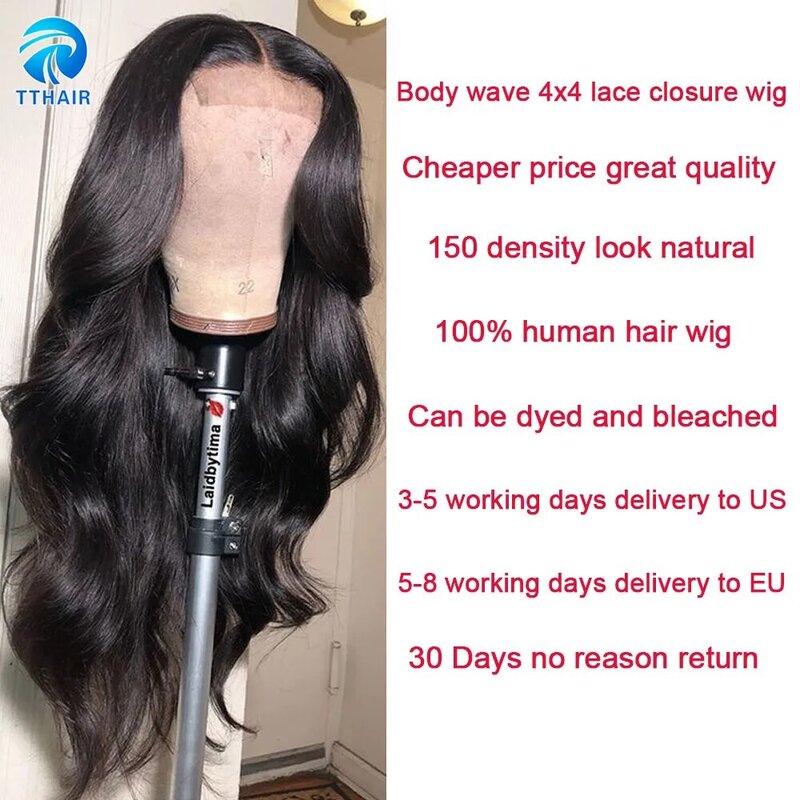 Объемная волна волос парик человеческих волос парики 13x4 Синтетические волосы на кружеве парики из натуральных волос на кружевной 4x4 кружев...