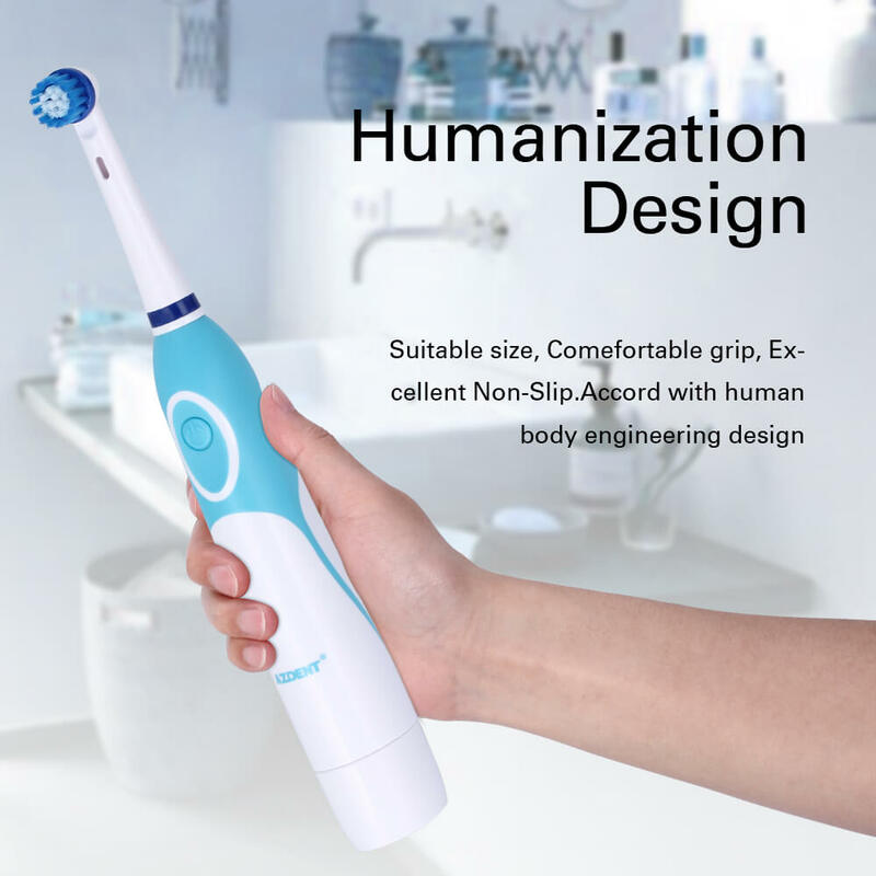 Azdent rotativa escova de dentes elétrica bateria energia com 4 cabeças escova higiene oral cuidados sem recarregável escova de dentes limpeza oral
