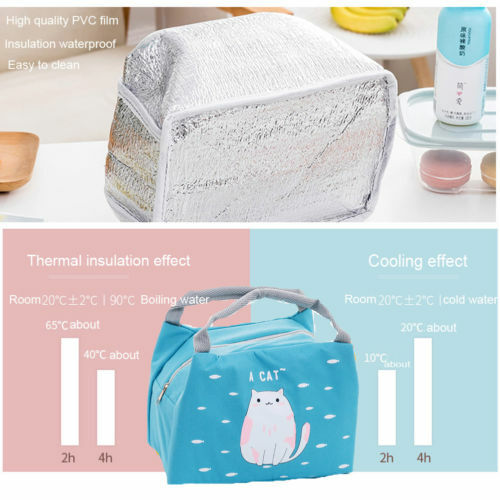 Insulated Cold Canvas Stripe Picnic Carry Case Thermal Portable Lunch Bag Thermal Food Picnic Lunch Bags