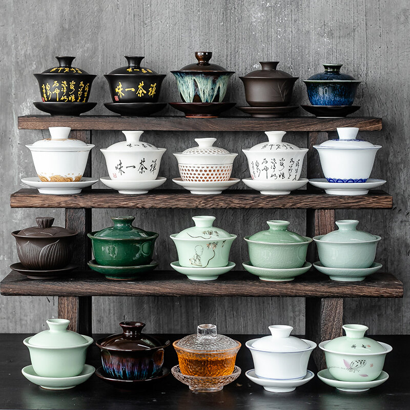 Service à thé Gai Wan traditionnel chinois, service à thé Kung Fu en os, tasse à thé Gaiwan, bol en porcelaine pour voyage, belle bouilloire facile