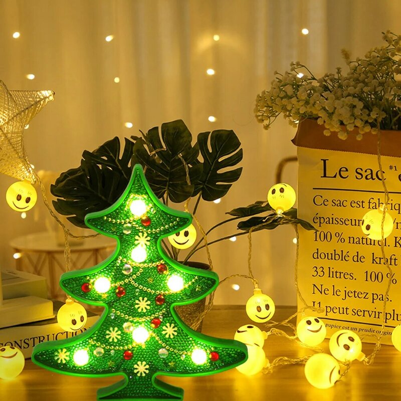 Christmas LED Light DIY Diamond Painting Night Light Christmas Gift Bedroom Night Lamp Home Decor Desk Light-sign Crafts Gift