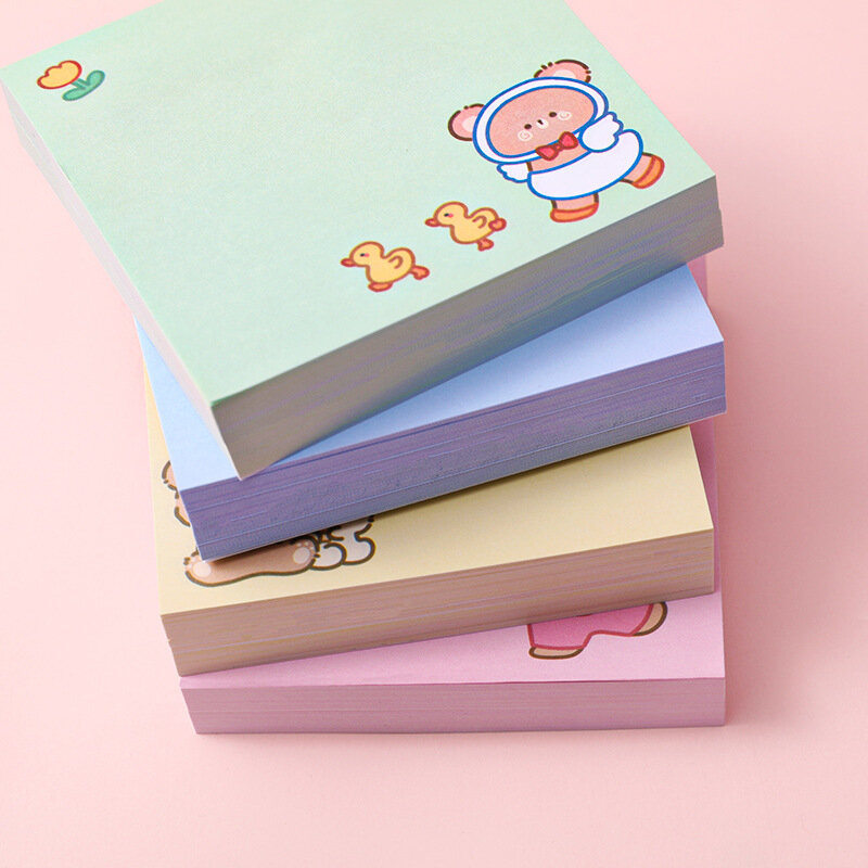 80sheets Cartoon Bear Sticky Notes Ins Message Students Office Note Sticker Paper N Times School Supplies Kawaii Stationery