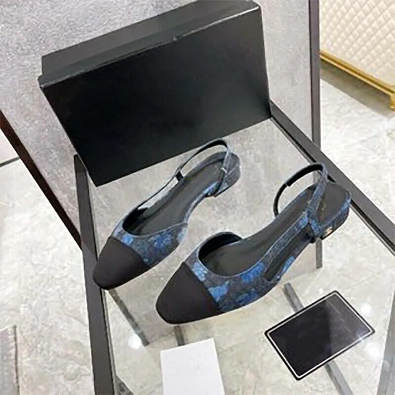 Sandalias de tacón grueso para mujer, zapatos florales clásicos de cuero genuino, elegantes, hechos a mano, para todos los días, combinan con todo, talla 34-42