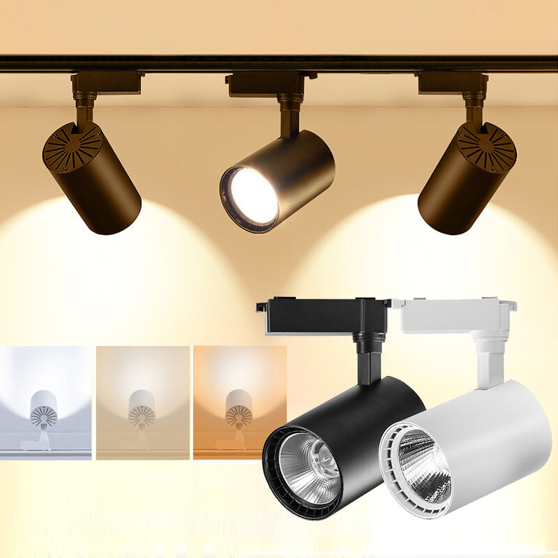 220V oświetlenie szynowe LED 12W 20W 30W 40W COB Rail lampka punktowa aluminium światło punktowe oprawy do sklepu odzieżowego wyświetlacz Home Decor