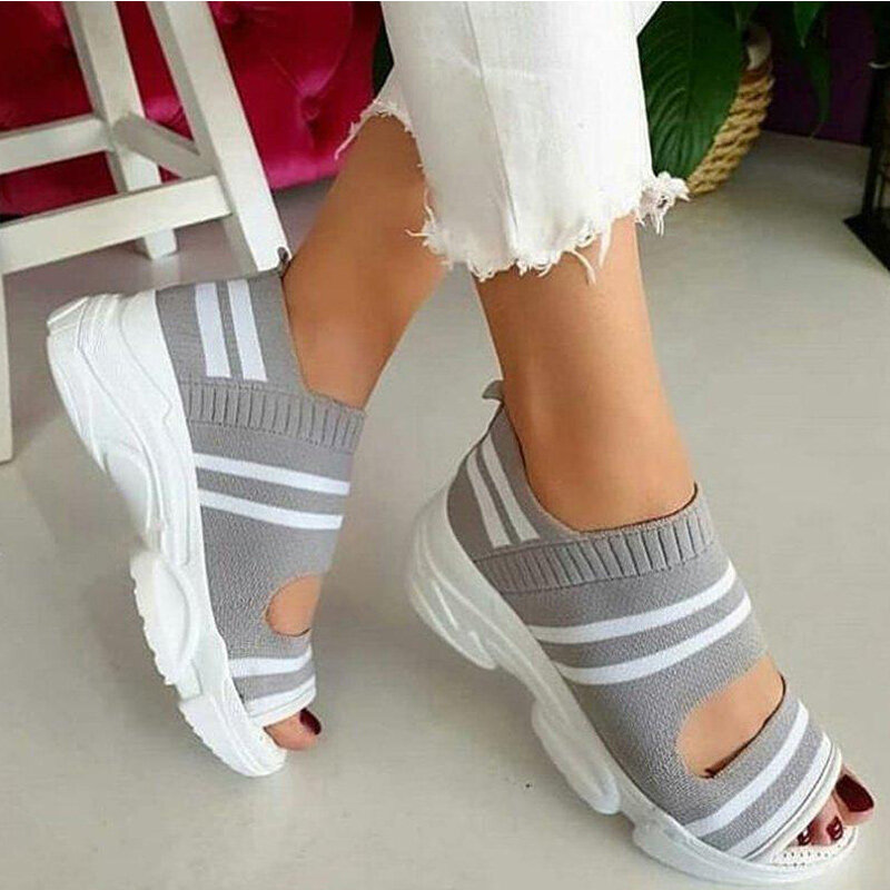 sandalias zapatos de mujer tela elástica Sandalias de mujer 