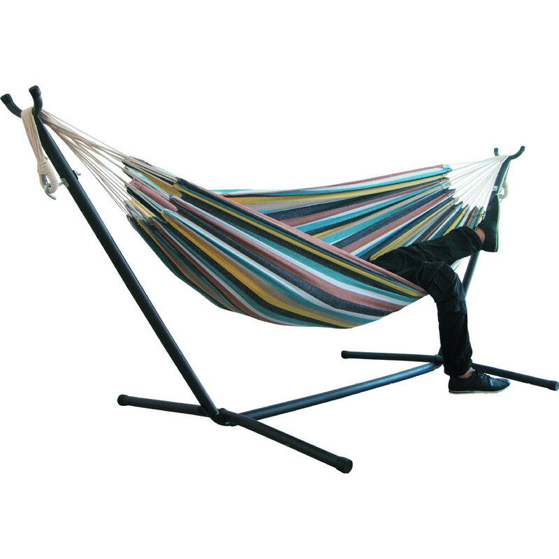 Two-person Hammock Camping Thicken Swinging Chair Outdoor Hanging Bed Canvas Rocking Chair Not with Hammock Stand 200*150cm