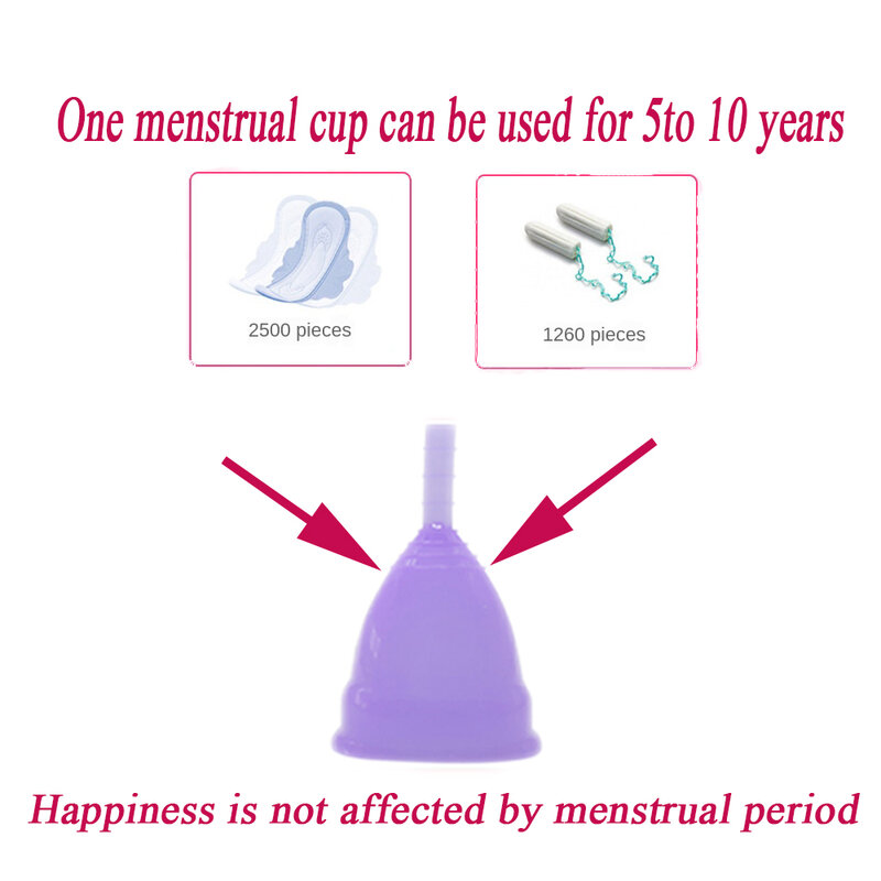 Copa Menstrual de silicona de grado médico para mujeres, copa Menstrual de higiene femenina, protección ambiental, reutilizable, 5 uds.