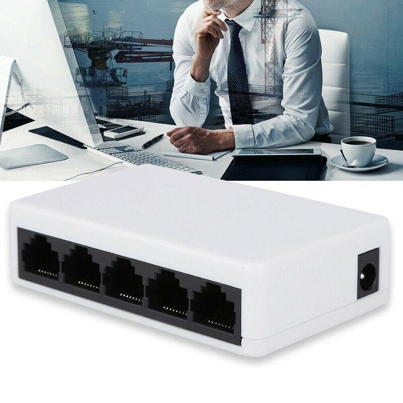 10/100 Mbps 5 Port US/EU Plug Fast Ethernet Network Switch Hub Splitter Adapter