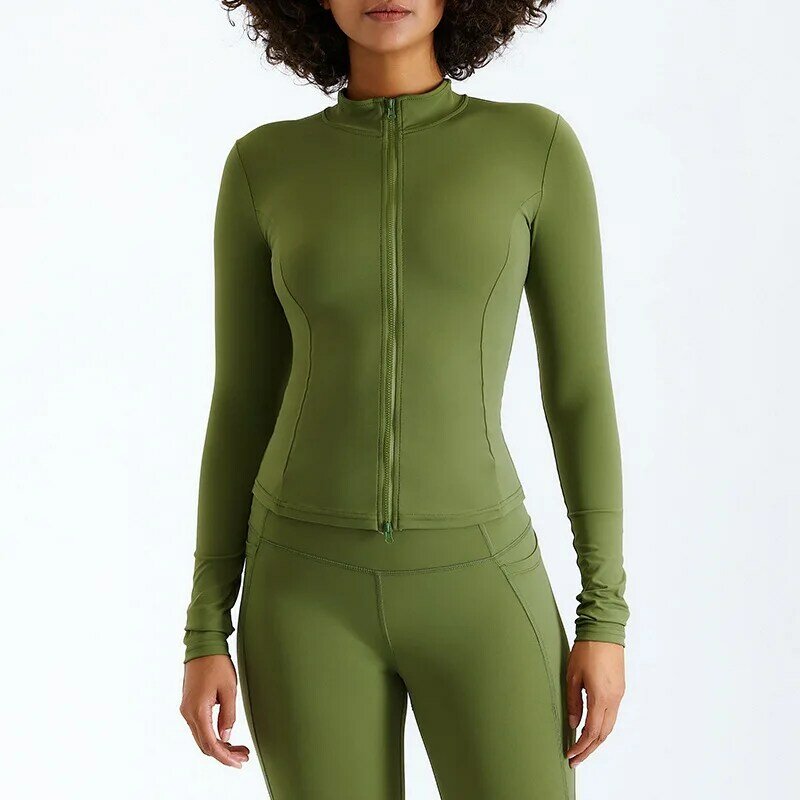 Экологичная куртка для йоги из переработанного нейлона, облегающая одежда для бега и фитнеса с длинными рукавами, спортивный кардиган, одеж...