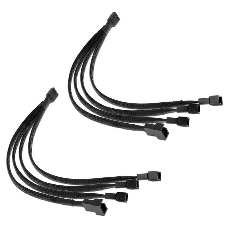 4 pinos pwm ventilador splitter cabo de cabo preto sleeved caso pc ventilador cabo de alimentação 1 a 4 conversor trançado y divisor cabo de alimentação