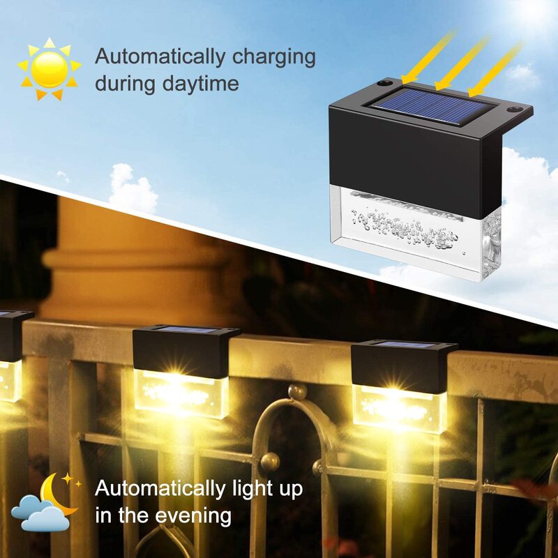 Luz LED Solar para cubierta de valla, luces de jardín al aire libre, lámpara de calle, luces de paso, 4/6 Uds.