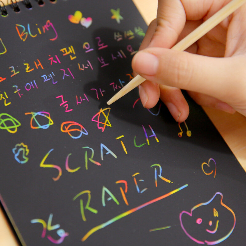 Kolorowe zadrapania notatki drewno kij tęcza rysuj szkic do pisania malowania notatki edukacyjne i szkolne hurtownia