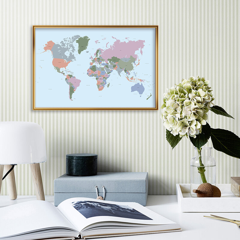 59*42センチメートル壁世界地図ビンテージポスターエコフレンドリーなキャンバス絵画リビングルーム旅行学用品