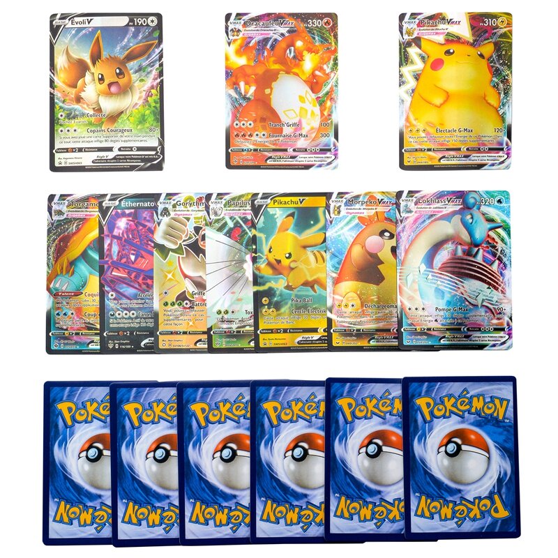 Pokemon Card Featuring 60 VMAX Game Battle Carte Trading French Version 100 GX Tag Team 40 EX MEGA 20 ENERGY Shining Cards Toys