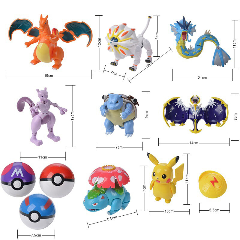 Pokemon Elf Ball Deformation Toy Model Pikachu Mewtwo Ash-Greninja Pokemon Ball Anime Action Figure Toy For Young Children Gifts