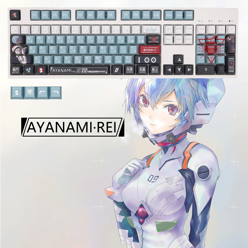108-chave anime eva ayanami keycap pbt sublimação cereja altura teclado mecânico keycap satélite axis para cherry mx switch