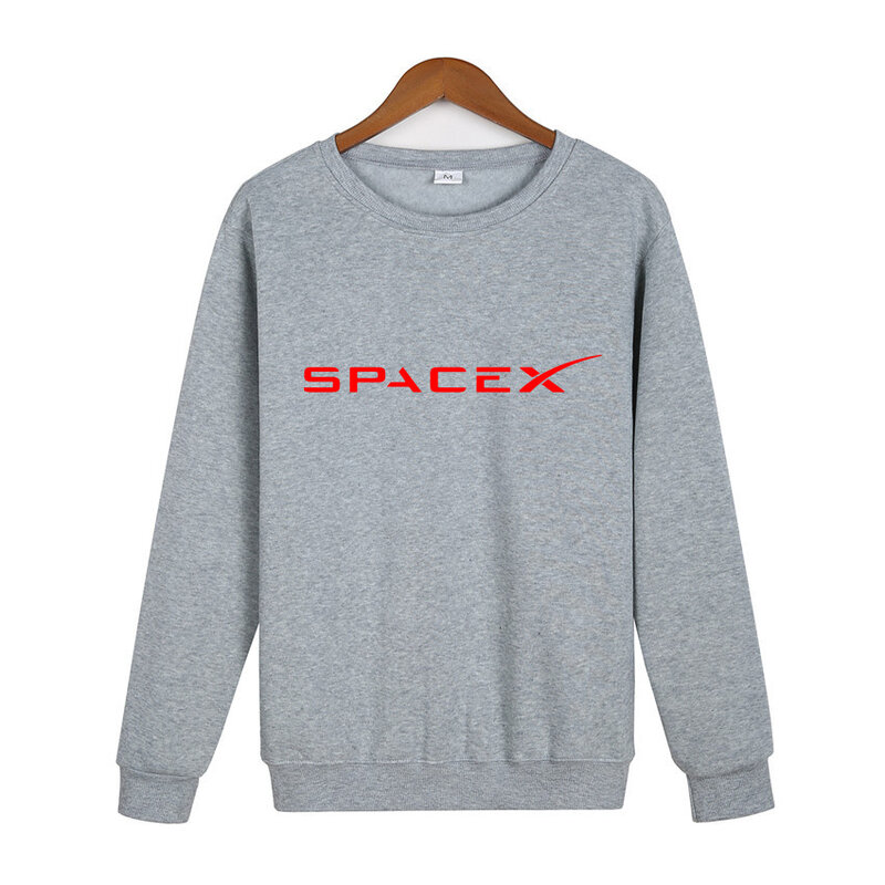 2021 SpaceX Hoodie Baru Musim Gugur Kaus Sederhana Kasual Pria Logo Cetak Leher-o Fashion Ukuran Besar Kasual Jalan Pullover Dasar