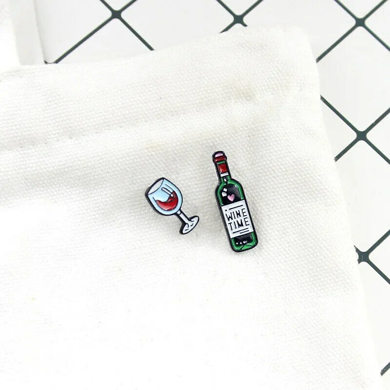 Broche de goteo de esmalte para botella de vino, accesorios para chaqueta vaquera, insignia de etiqueta esmaltada
