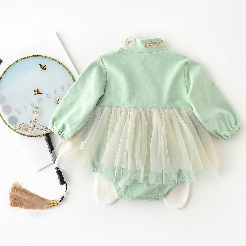 Yg-ropa para niños de marca, venta al por mayor, vestido de una pieza para bebé, Hanfu de cola de Golondrina, ropa para bebé de 0 a 2 años