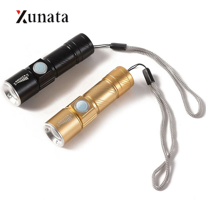 USB Mini LED ไฟฉายแบบพกพากลางแจ้งโคมไฟกันน้ำ Penlight ไฟฉายกระเป๋าสำหรับ CAMPING