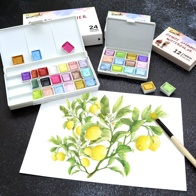 New 12/24Grid Watercolor Palette Empty Palette Case Painting Paint Tray Box for Watercolor Gouache Acrylic Paints Supplies