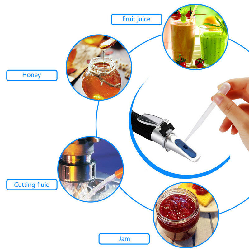 Yieryi New Sugar Refractometer ATC 0-10% Brix Handheld Sugar Meter Sugar Content Testing Equipment for Fruit, Food and Beverage