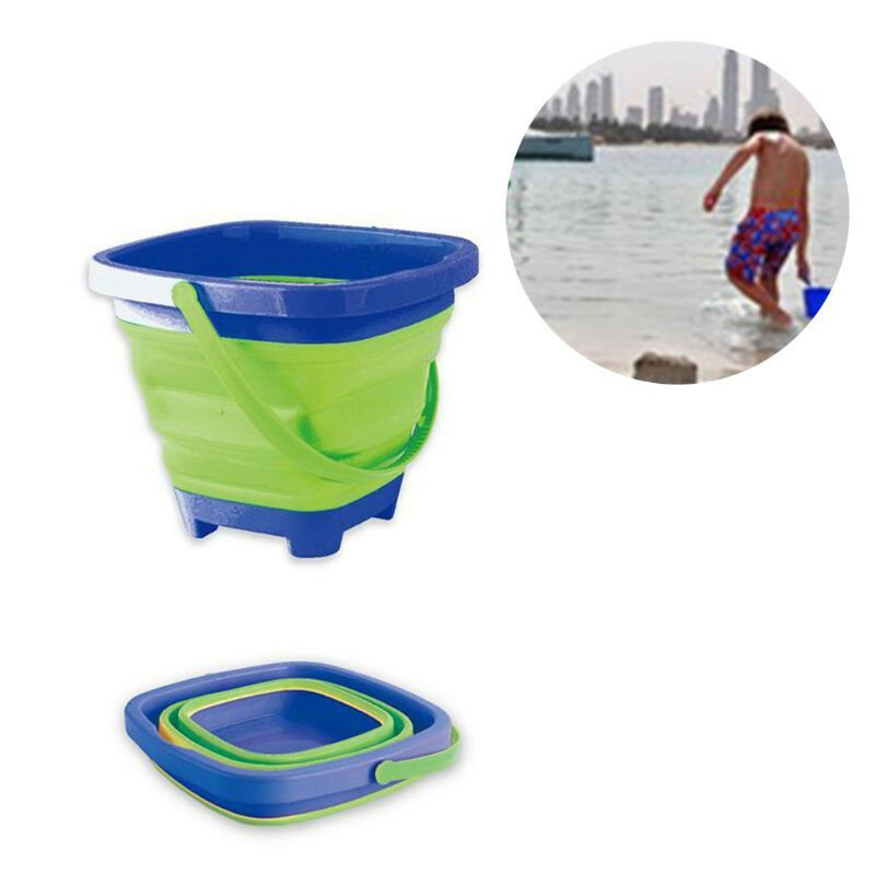 Ensemble de jouets de plage pour enfants, garçons et filles, seau pliant en plastique souple, jouet d'eau de plage Portable d'été, seau télescopique