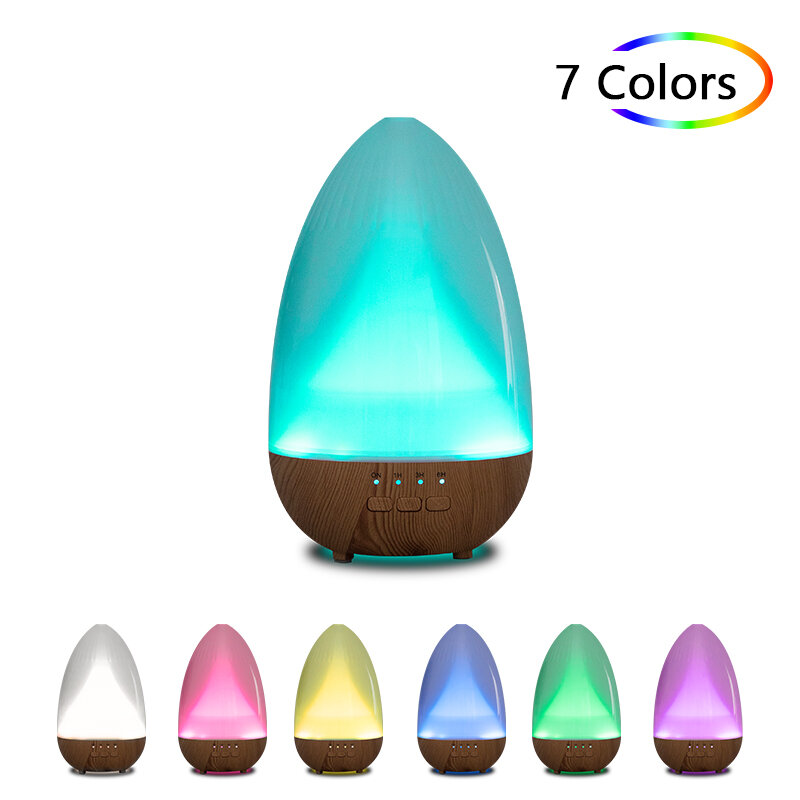 USB Air Humidifier Electric Mini Wood Grain Aroma Diffuser Essential Oil Aromatherapy Cool Mist Maker With 7 LED Light For Home