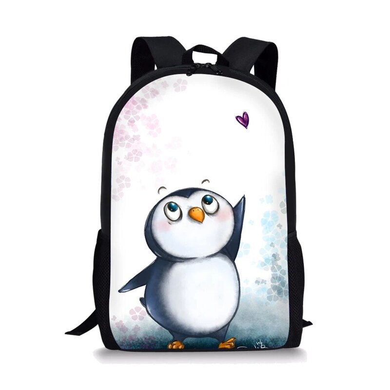 Mochila escolar para meninas e meninos, estampa de pinguim adorável para crianças primárias, casual e viagem, 2019
