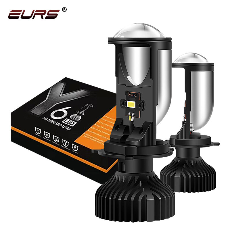 EURS LED H4 9003 Automobile Headlight H4 hi-lo mini projector lens car Styling headlight Bulbs 6000K 8000LM Focused Light Y6