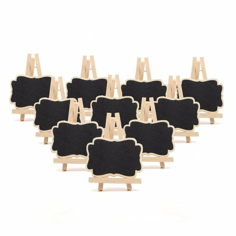 10個の木製黒板ユニバーサルメッセージボードセットミニ黒板ポータブル結婚披露宴の装飾装飾部品